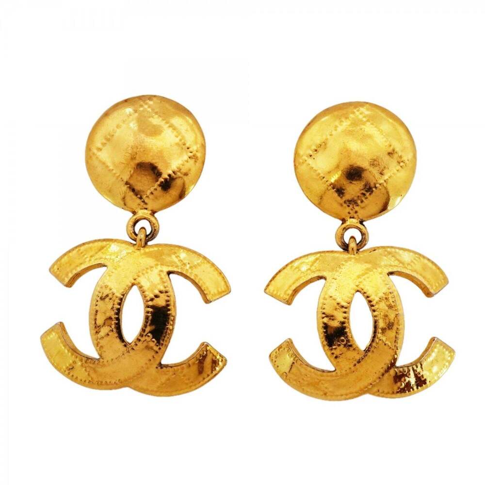 CHANEL Gold Logo Earrings